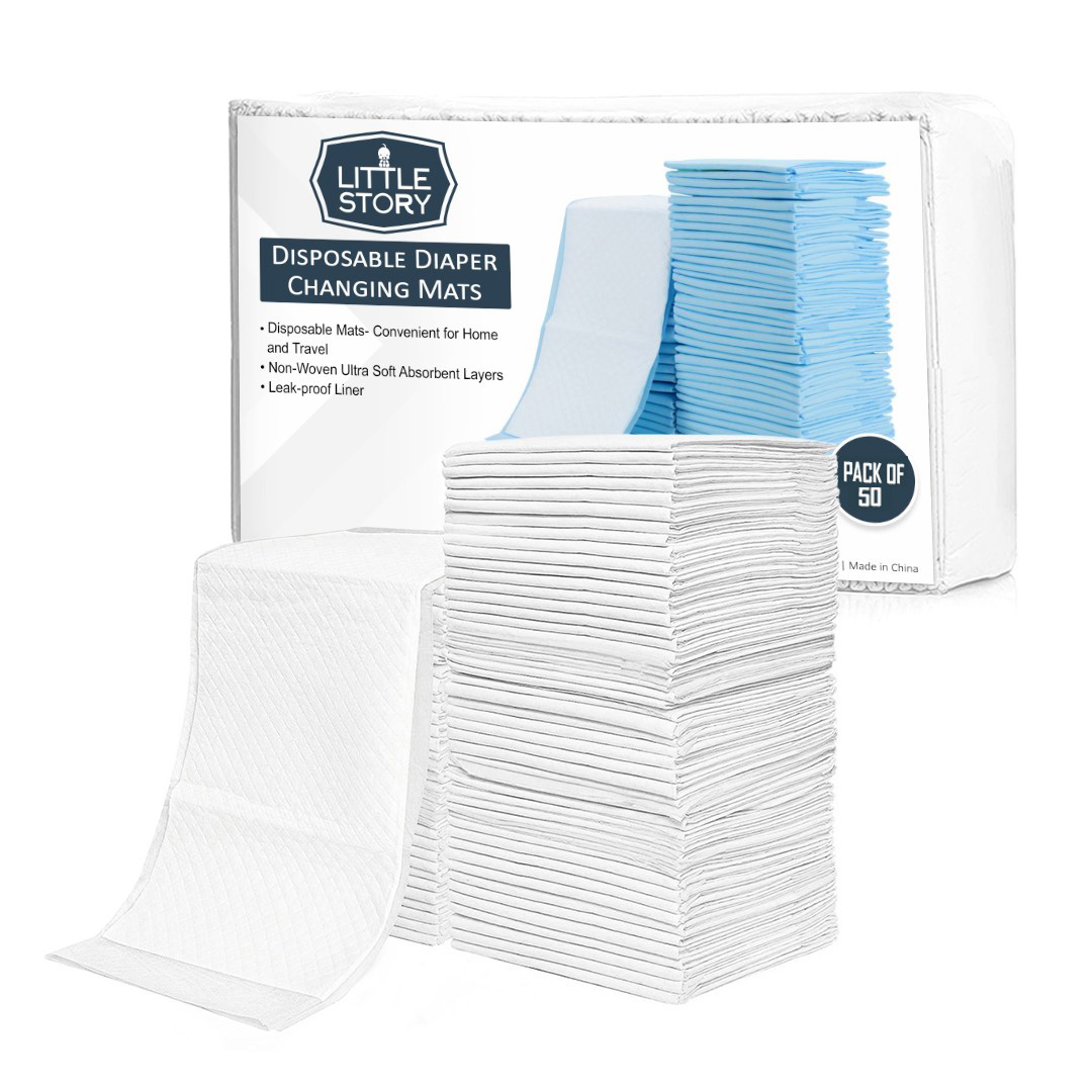 Little Story - Disposable Diaper Changing Mats - Pack Of 50Pcs - White